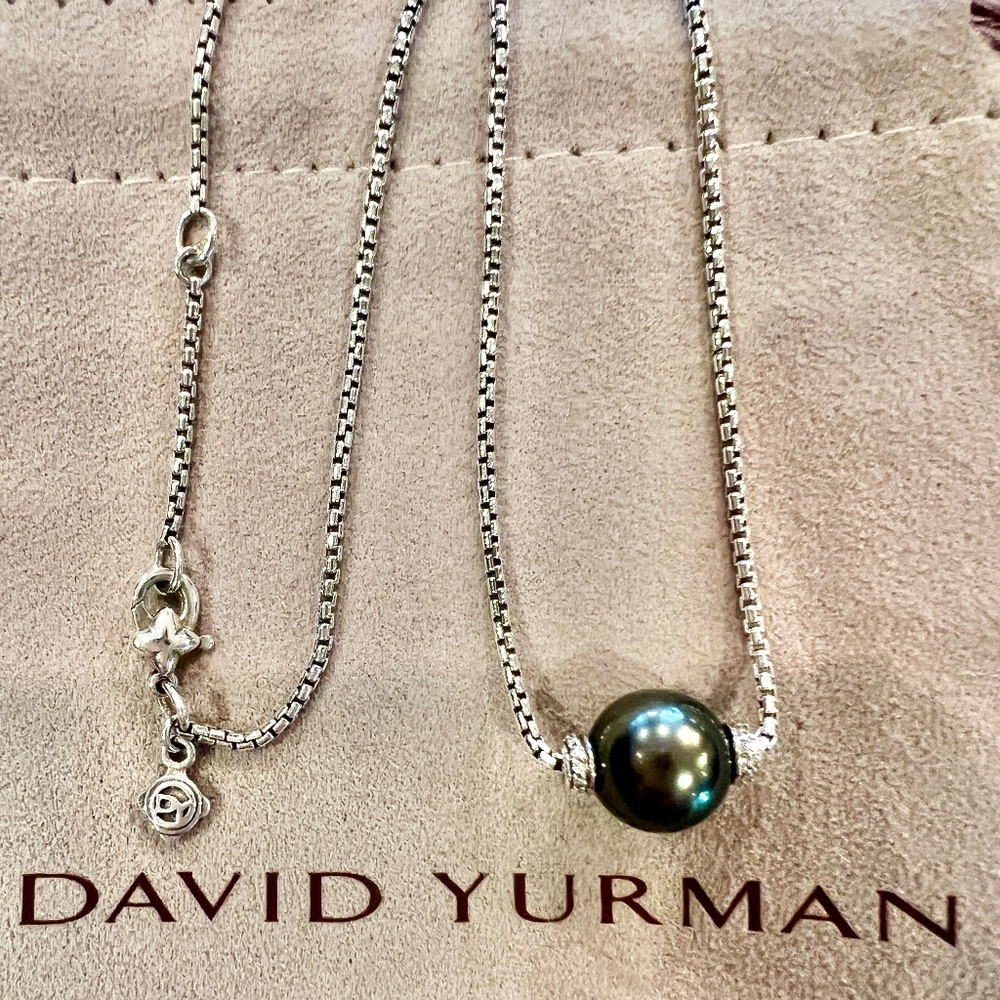 DAVID YURMAN Tahitian Pearl and Diamond Pendant Necklace